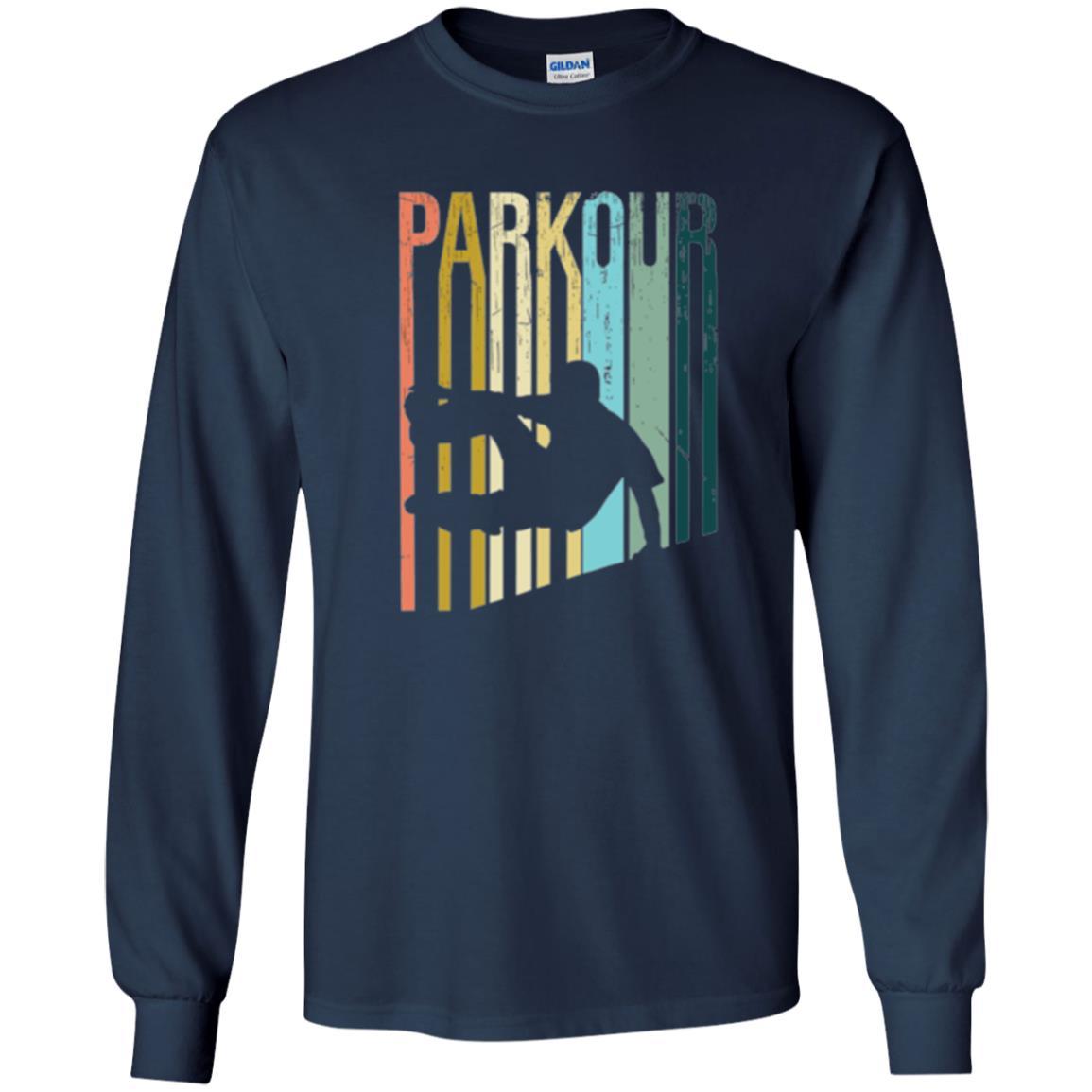 Parkour T-shirt Distressed Style Parkour Silhouette Navy