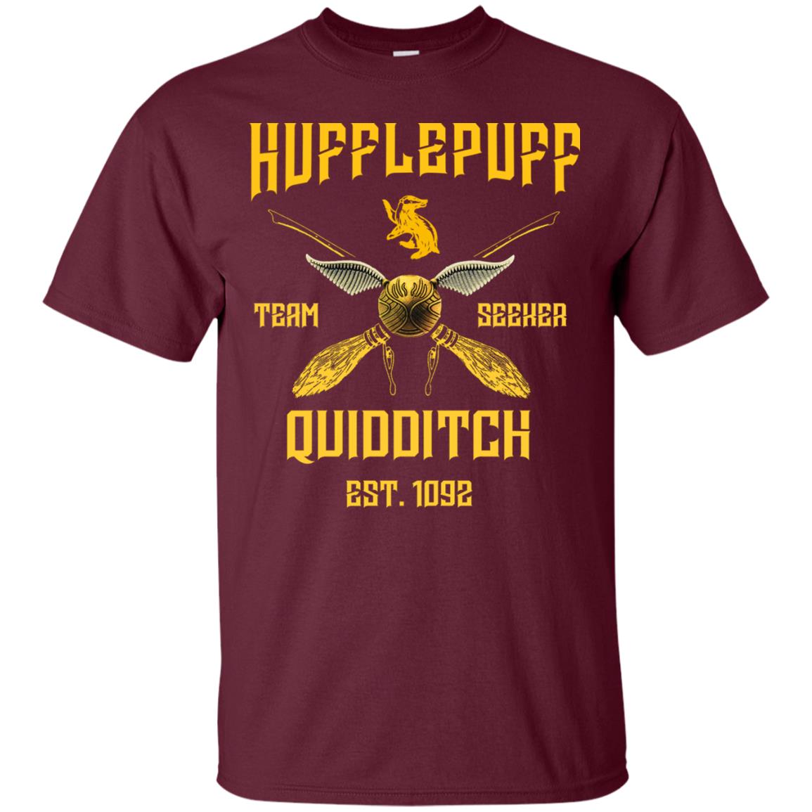 Hufflepuff Quidditch Team Seeker Est 1092 Harry Potter Shirt Maroon