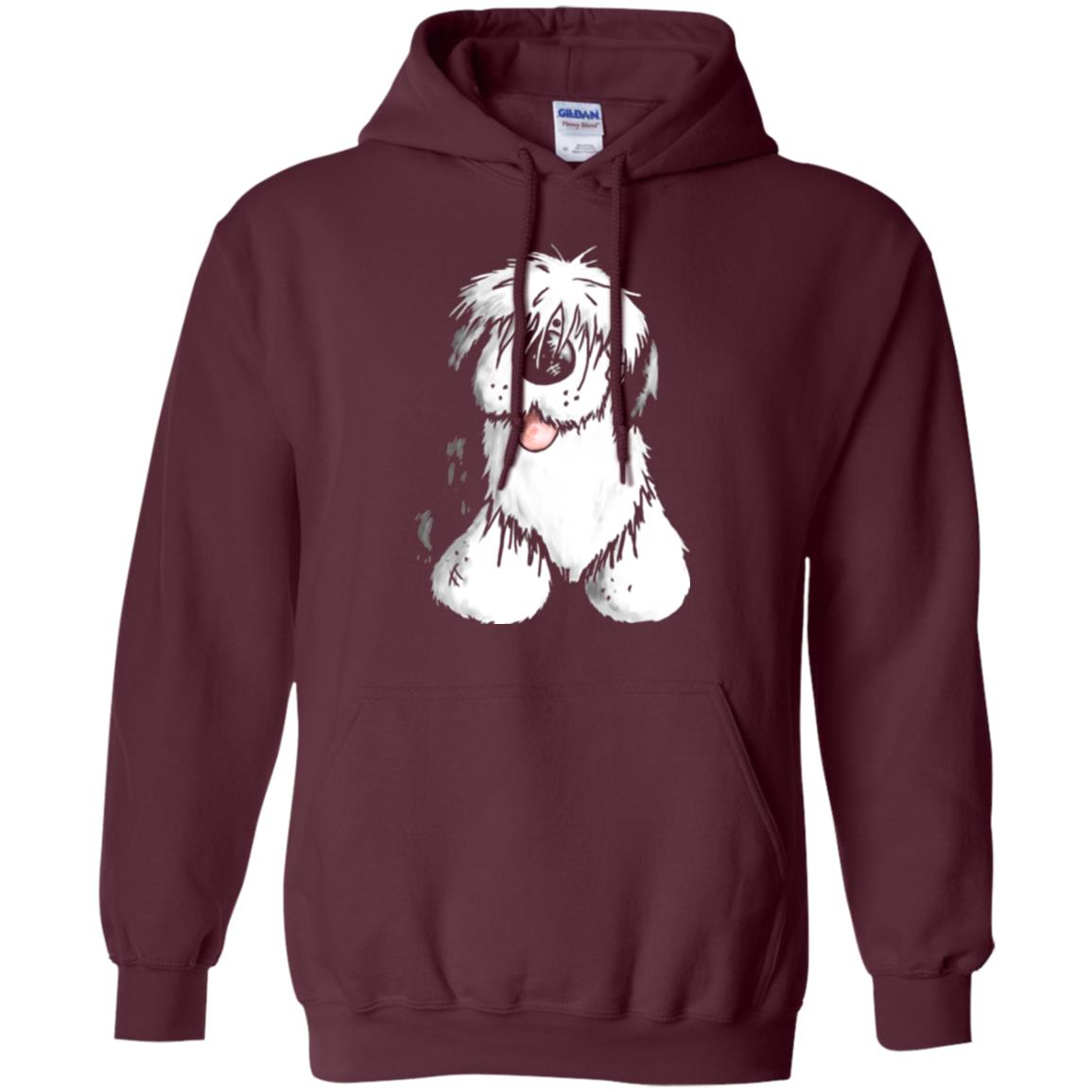 Dog Lover T-shirt Happy Old English Sheepdog Maroon
