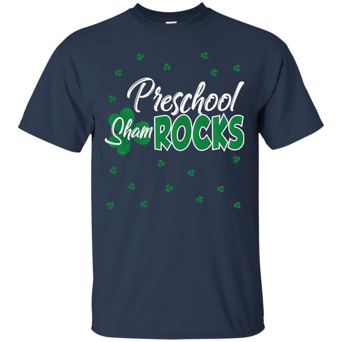 Preschool Shamrocks St. Patrick_s Day School T-shirt Navy