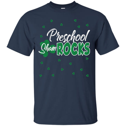 Preschool Shamrocks St. Patrick_s Day School T-shirt Navy