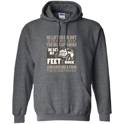 Christian T-shirt He Set My Feet On A Rock He Is My Jeep Dark Heather