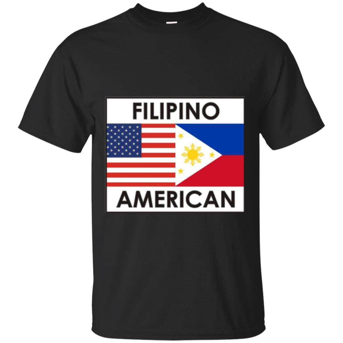 Filipino American T-shirt Philippines Usa Flags Black
