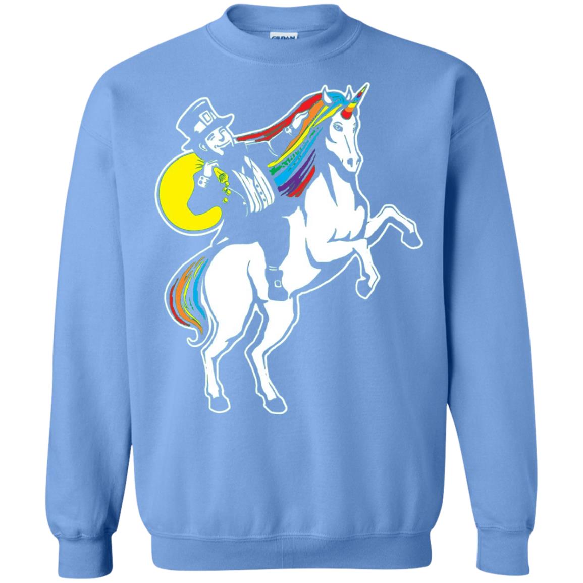 Lepricorn Leprechaun Riding Unicorn St Patrick_s Day T-shirt Carolina Blue