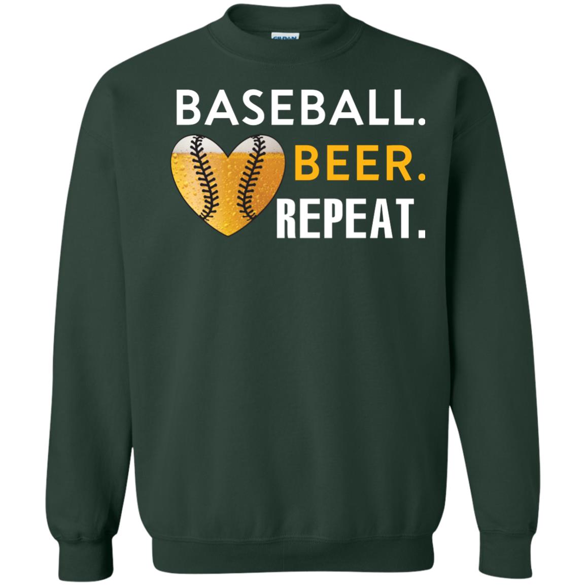 Baseball Lover T-shirt Beer Repeat Forest Green