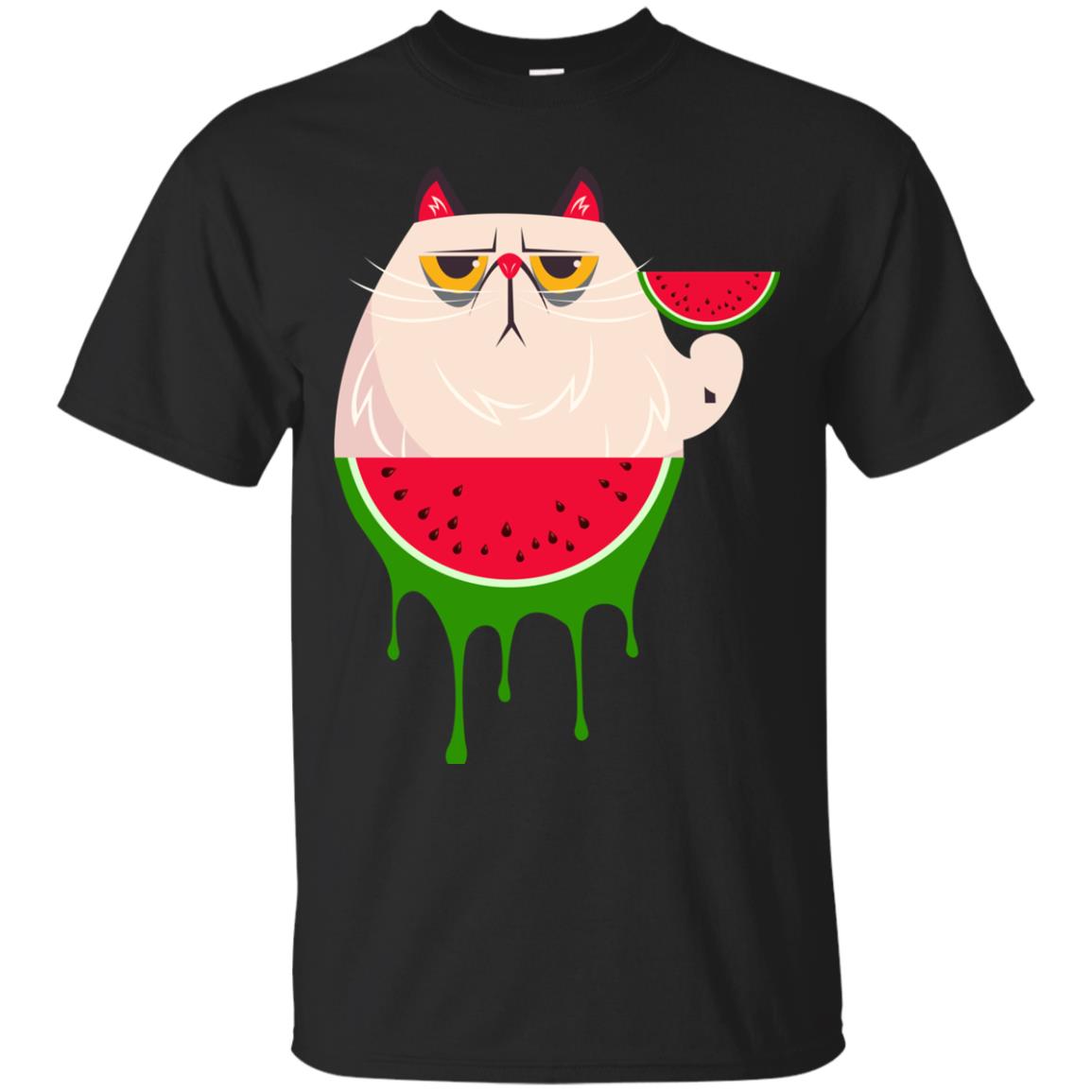 Watermelon Cat Funny Summer Melon Fruit Shirt Black