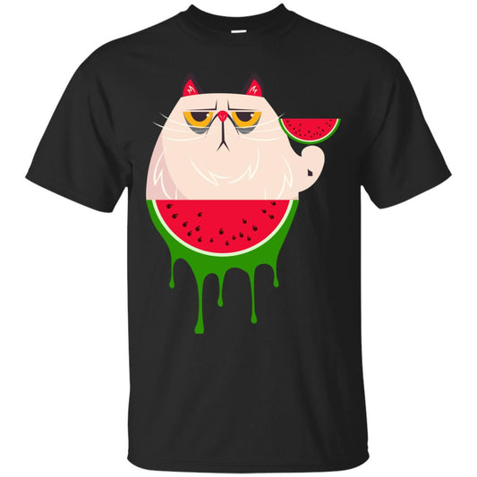 Watermelon Cat Funny Summer Melon Fruit Shirt Black