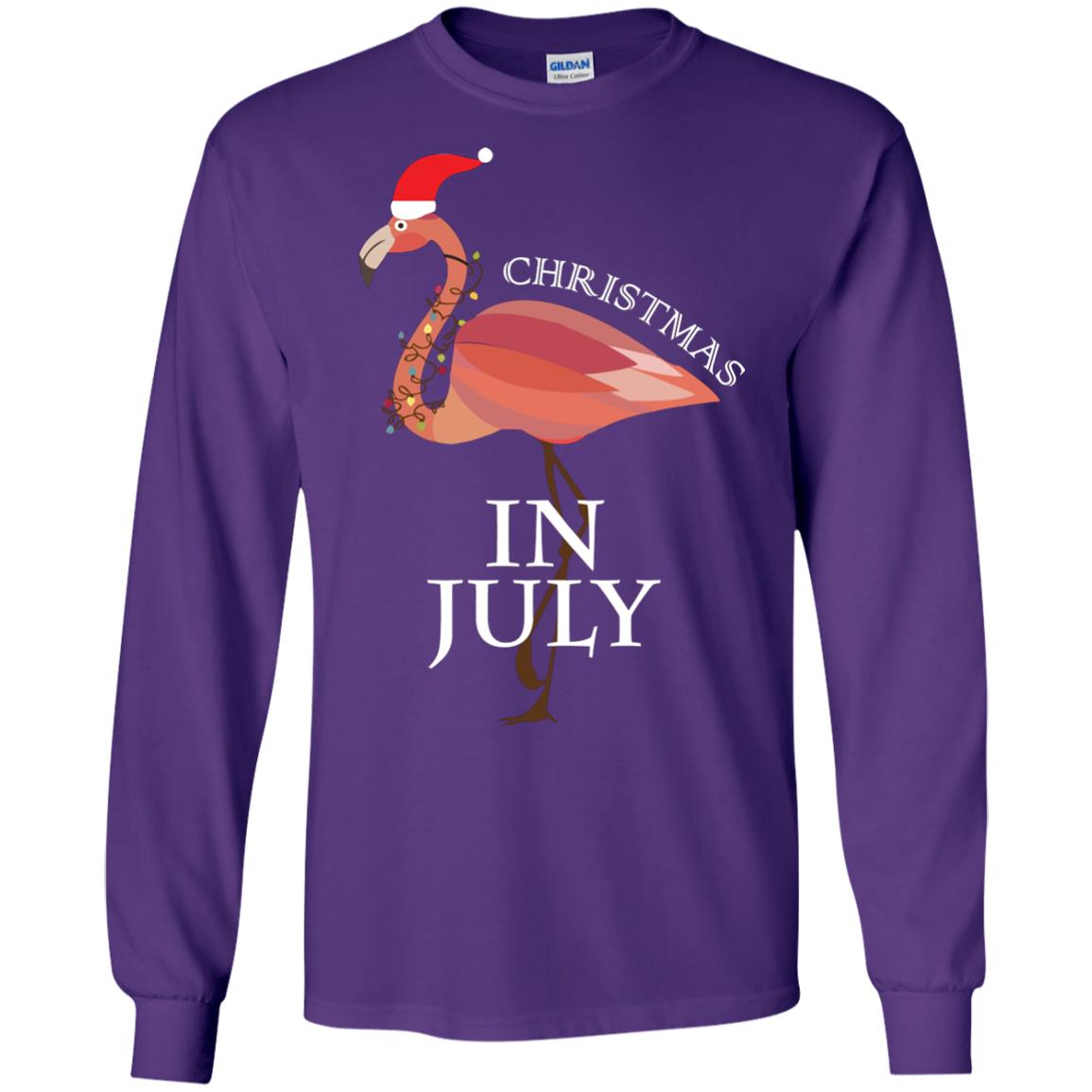 Flamingo With Santa_s Hat Christmas In July Xmas In Summer Shirt Purple