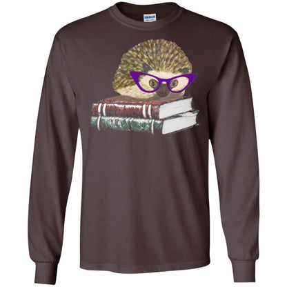 Adorable Hedgehog Book Nerd Gift Shirt Dark Chocolate
