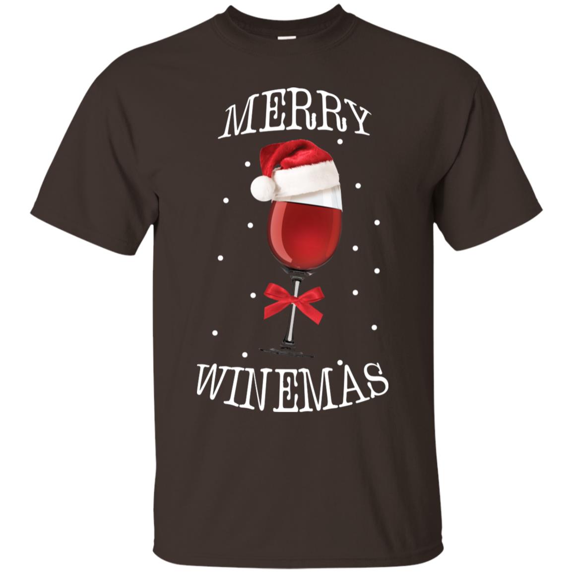 Merry Wine-mas X-mas Wine Drinking Lovers Gift Shirt Dark Chocolate