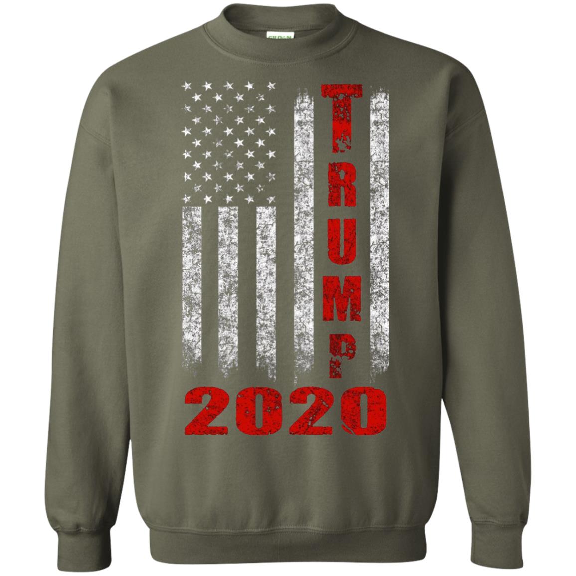 American Flag Vintage Design Trump 2020 T-shirt Military Green
