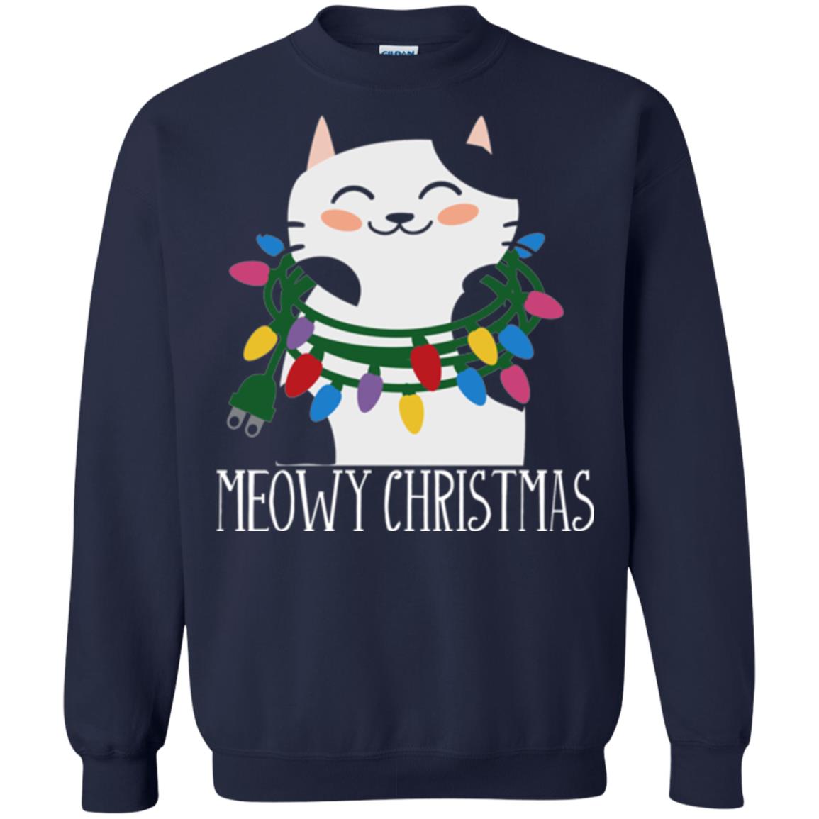 Meowy Christmas Holiday T-shirt Navy