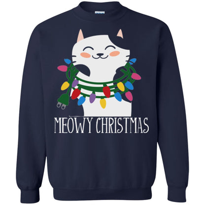 Meowy Christmas Holiday T-shirt Navy