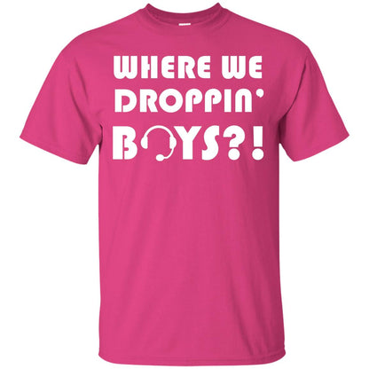 Where We Dropping Boys Gamer Shirt Heliconia
