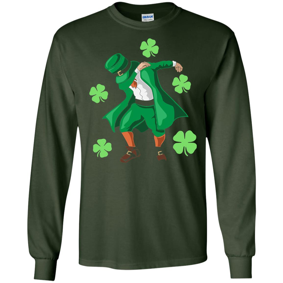 Funny Dabbing Leprechaun St. Patricks Day T-shirt Forest Green