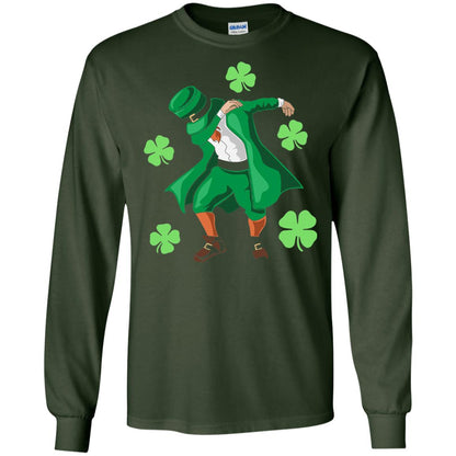 Funny Dabbing Leprechaun St. Patricks Day T-shirt Forest Green