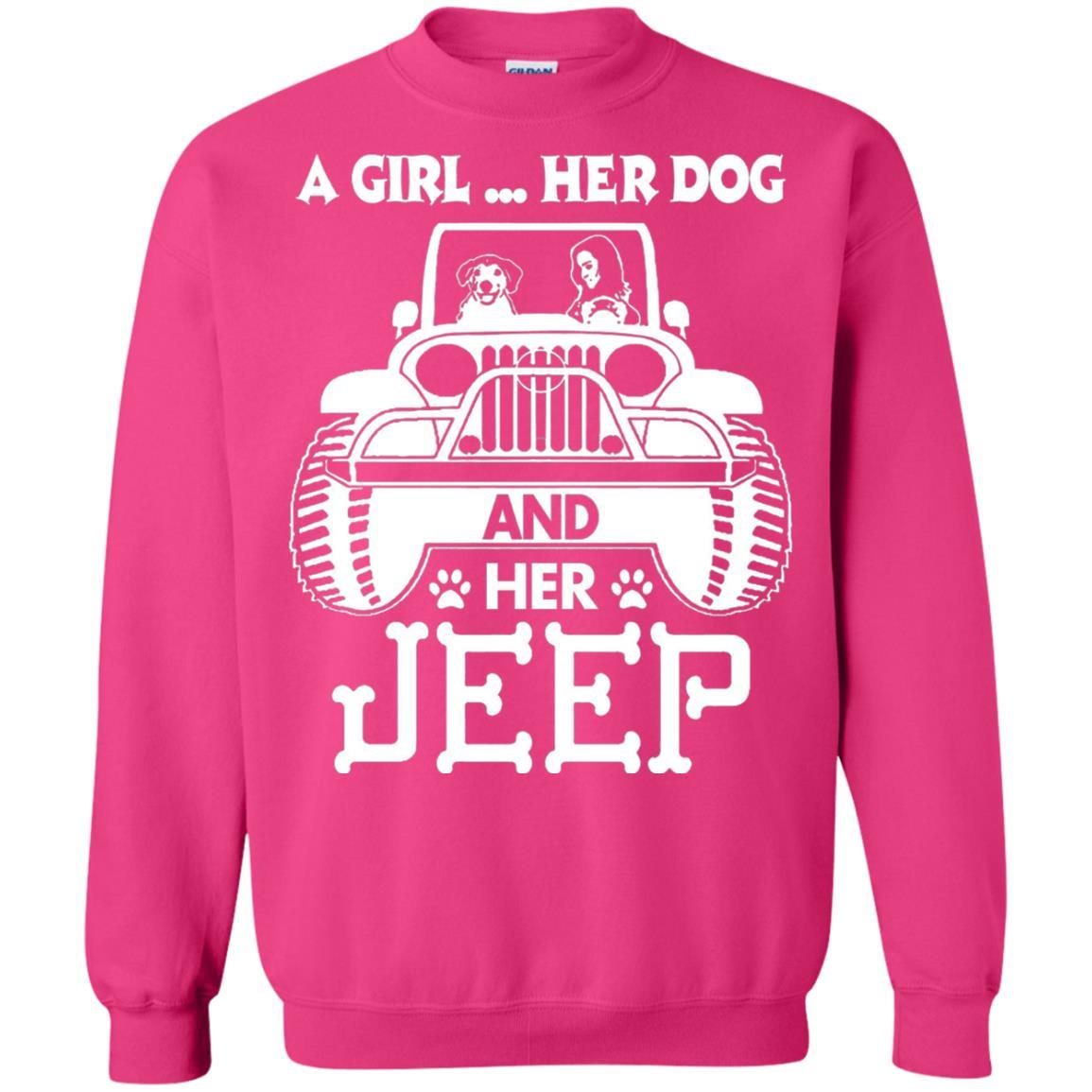 Dog Lover T-shirt A Girl Her Dog And Her Jeep Heliconia