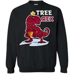 Tree Rex Saurus Dinosaur With X-mas Lights Gift ShirtG180 Gildan Crewneck Pullover Sweatshirt 8 oz.