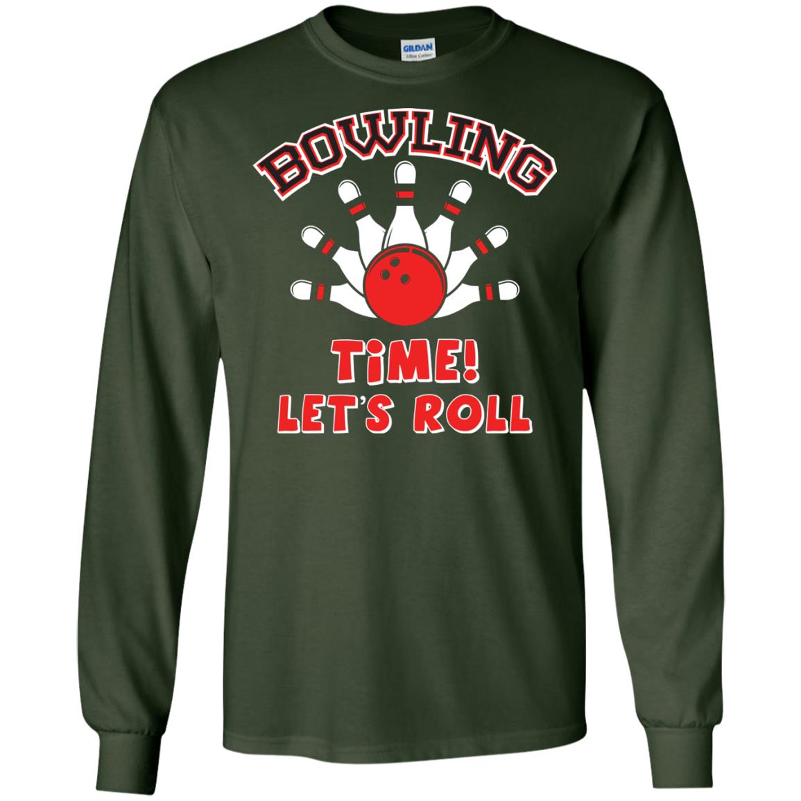 Bowling Lover T-shirt Time Let’s Roll Forest Green