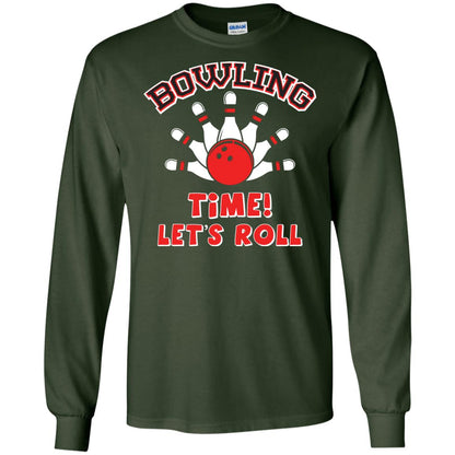 Bowling Lover T-shirt Time Let’s Roll Forest Green