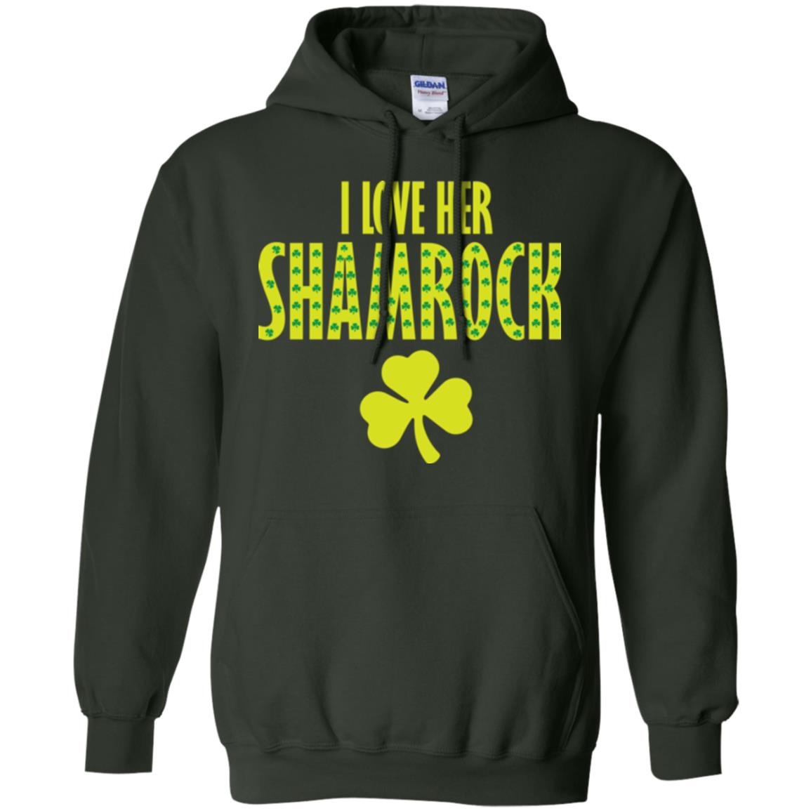 St. Patrick's Day T-shirt I Love Her Shamrock Forest Green