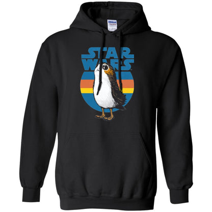 Film T-shirt Star Wars Last Jedi Porg Retro Stripes Logo Graphic Black