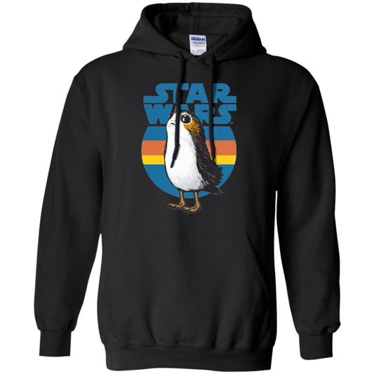 Film T-shirt Star Wars Last Jedi Porg Retro Stripes Logo Graphic Black