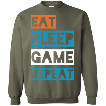 Eat Sleep Game Repeat Video Gamer Player T-shirt Military Green