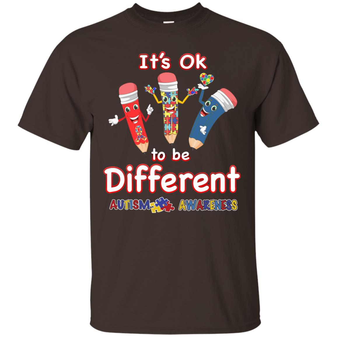 Its Ok To Be Different Autism Awareness T-shirt Dark Chocolate