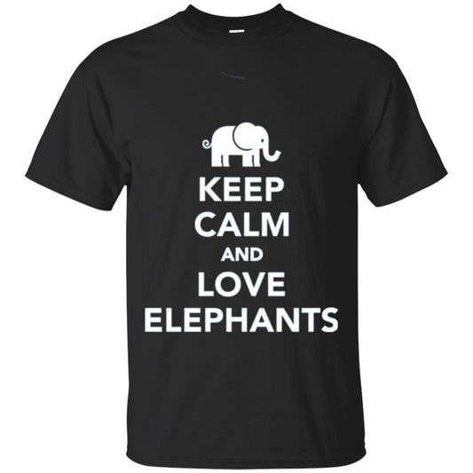 Elephant Lover T-shirt Keep Calm And Love Elephants T-shirt Black