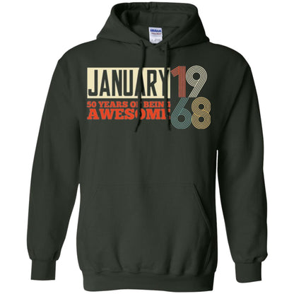 Birthday T-shirt January 1968 50 Years Of Being Awesome Forest Green