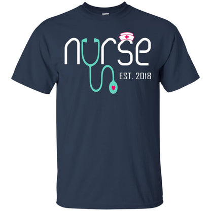 New Nurse Est 2018 T-shirt Nursing School Graduation Navy