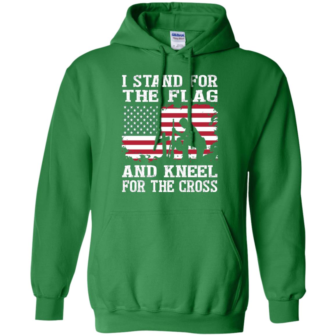 I Stand For The Flag And Kneel For The Cross Military T-shirt Irish Green