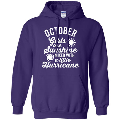 October Girls Are Sunshine Mixed With A Little Hurricane T-shirt Purple