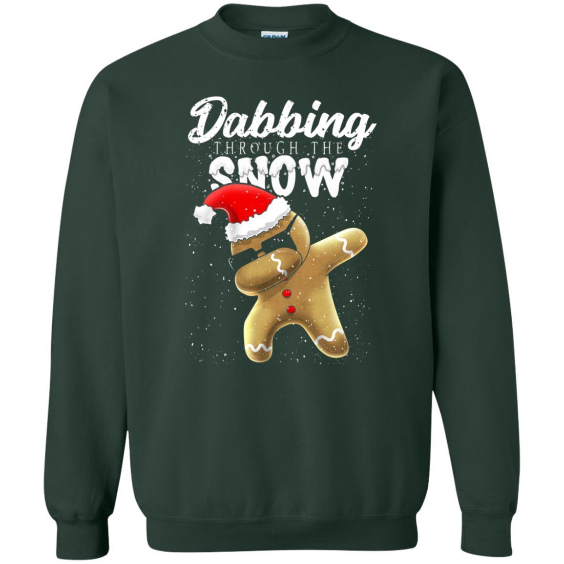Dabbing Gingerbread T-shirt Dabbing Through The Snow Forest Green