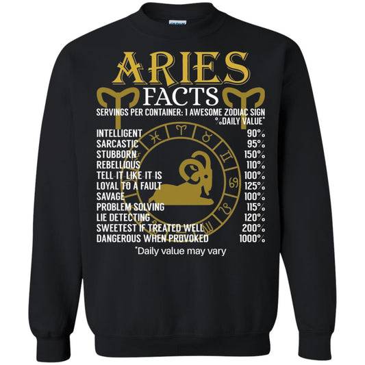 Aries Facts Zodiac Sign T-shirt Black