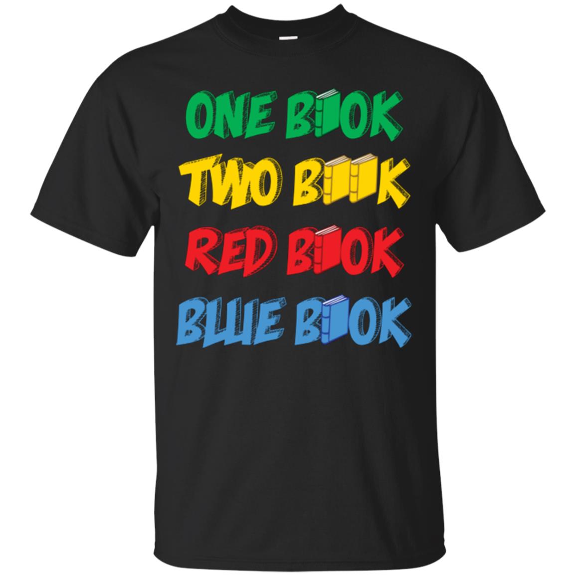 One Book Two Book Red Book Blue Book Bookworm T-shirt Black