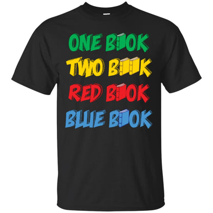 One Book Two Book Red Book Blue Book Bookworm T-shirt Black