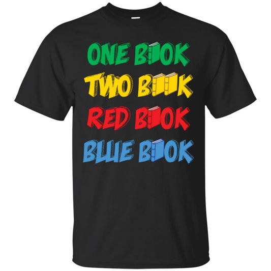 One Book Two Book Red Book Blue Book Bookworm T-shirt Black