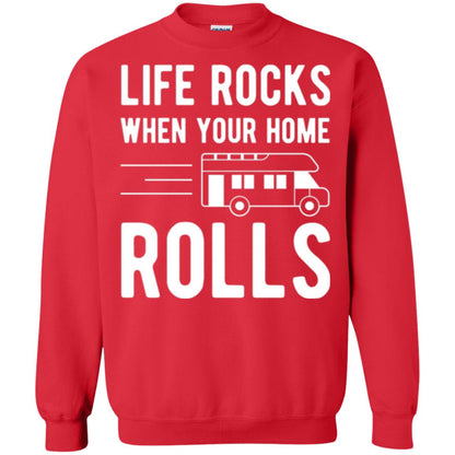 Camper Rv T-shirt Life Rocks When Your Home Roll Red