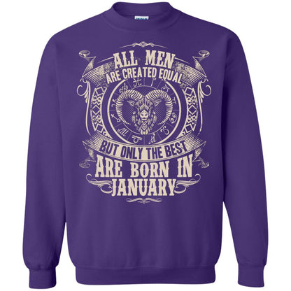 All Men Are Created Equal, But Only The Best Are Born In January T-shirt Purple