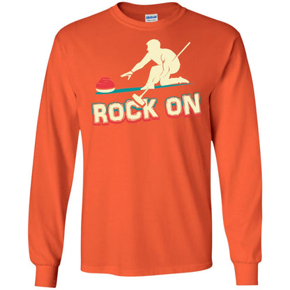 Curling Winter Lover T-shirt Rock On Curling Winter Sports Orange
