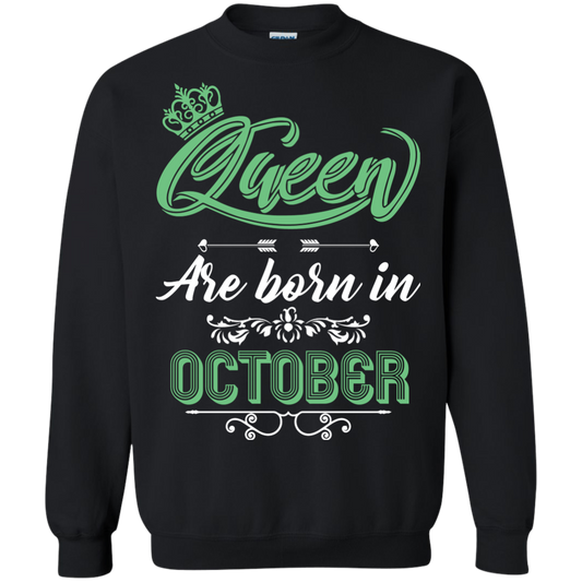 Brithday T-Shirt Queen Are Born In October Black