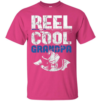 Reel Cool Grandpa Papa Fisherman T-shirt Heliconia