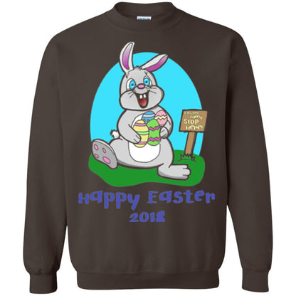Easter Bunny Stop Here Funny Easter Day T-shirt Dark Chocolate