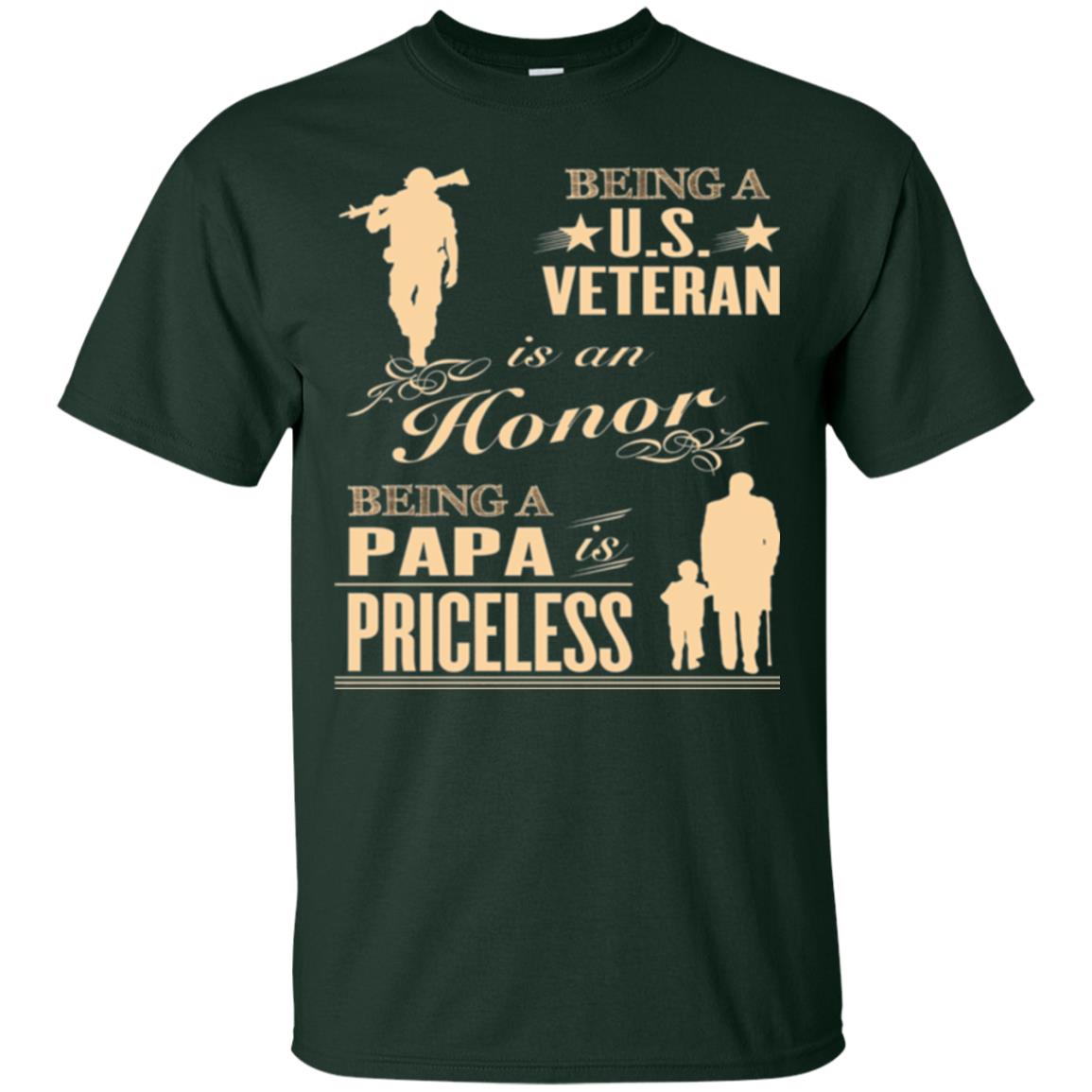 Papa T-shirt Being A U.s Veteran Forest Green
