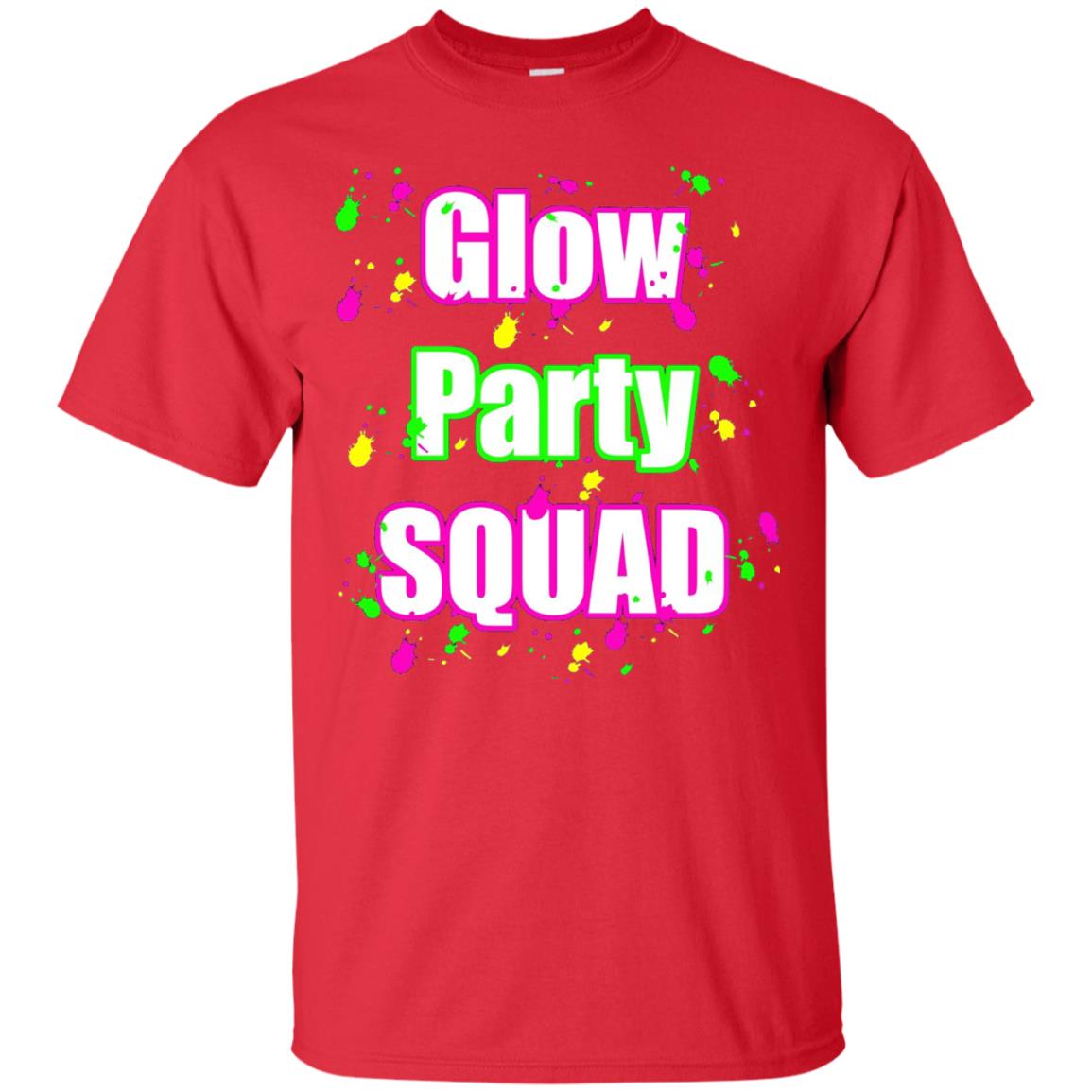 Glow Party Squad Paint Splatter Effect Neon Glow Party Shirt For Girls Red