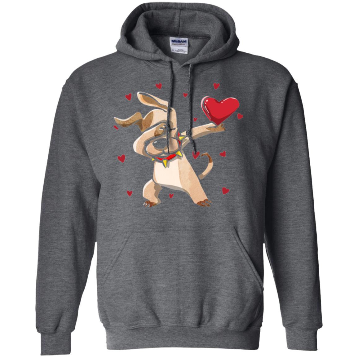Funny Dabbing Dog Valentine_s Day T-shirt Dark Heather