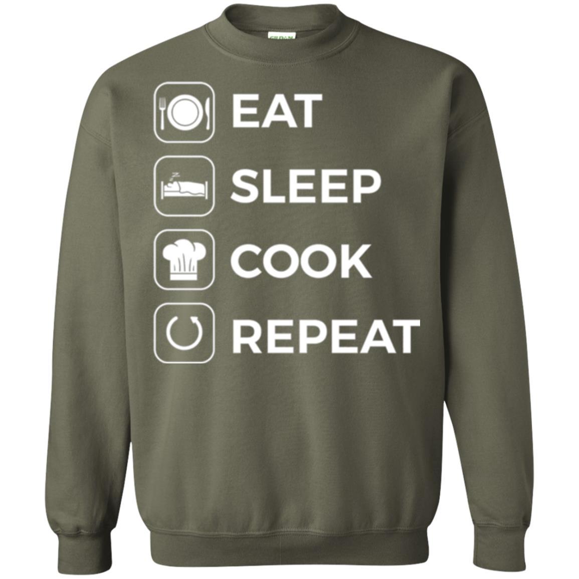 Chef T-shirt Eat Sleep Cook Repeat T-shirt Military Green
