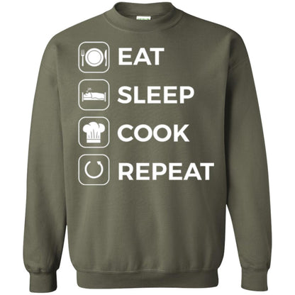 Chef T-shirt Eat Sleep Cook Repeat T-shirt Military Green